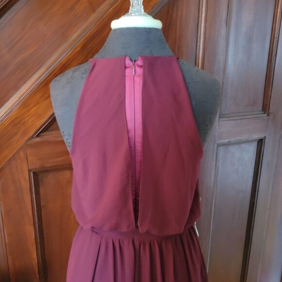 BHLDN Alana Maxi Dress Gown by Donna Morgan Chiffon Black Cherry Small - Picture 4 of 12